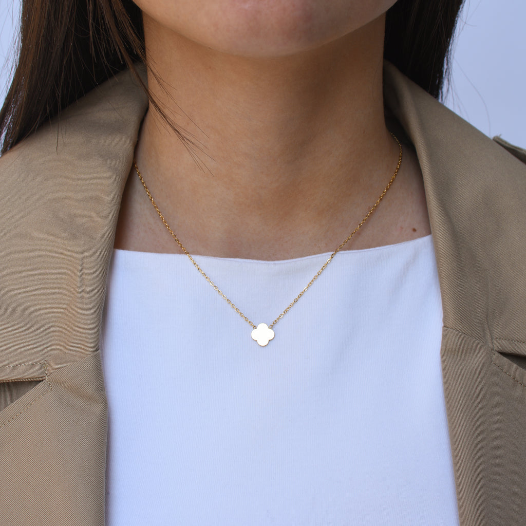 Ogrlica Satin Clover - srebrna/zlatna - nehrđajući čelik