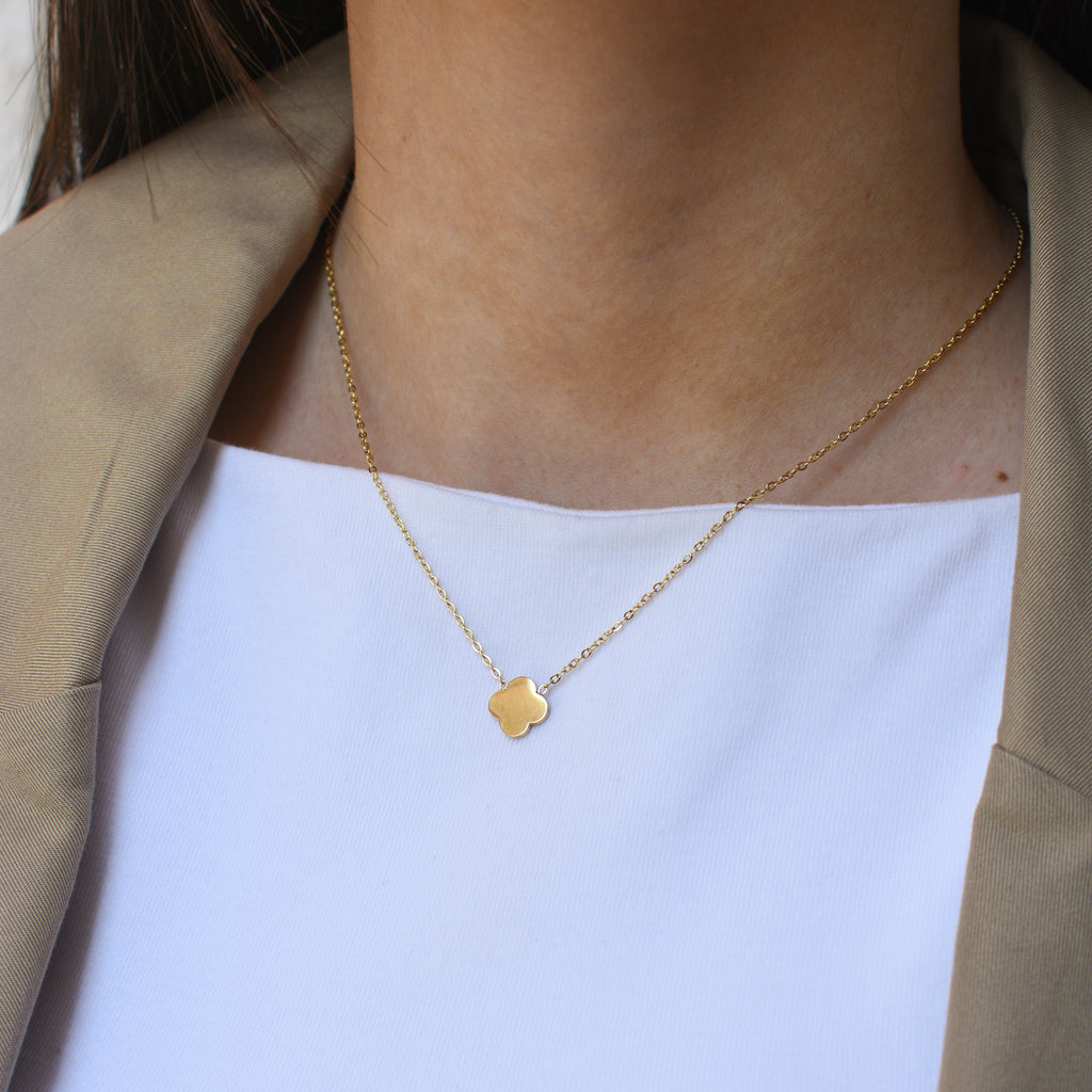 Ogrlica Satin Clover - srebrna/zlatna - nehrđajući čelik