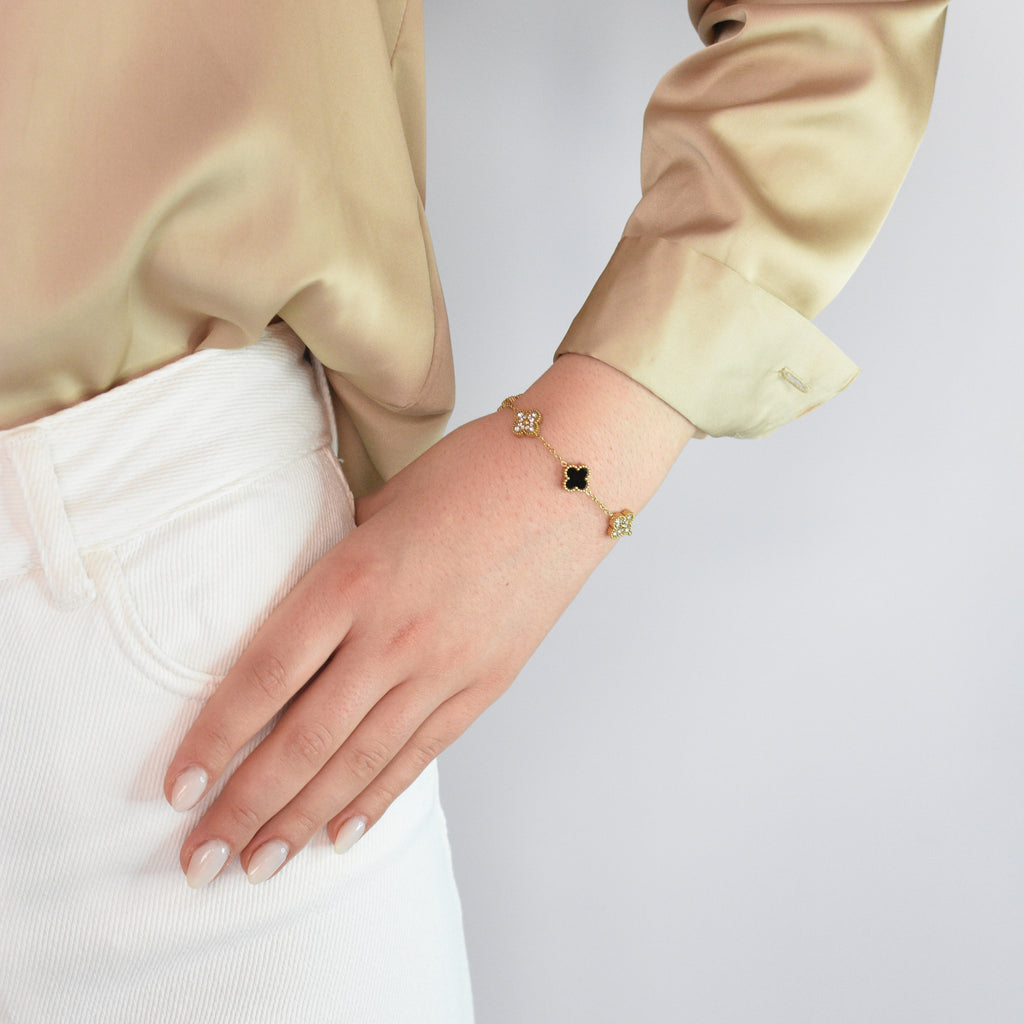 Narukvica Midnight Clover - srebrna/zlatna - nehrđajući čelik