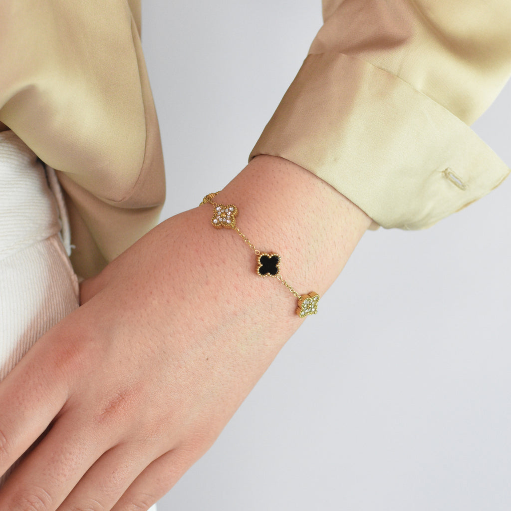 Narukvica Midnight Clover - srebrna/zlatna - nehrđajući čelik