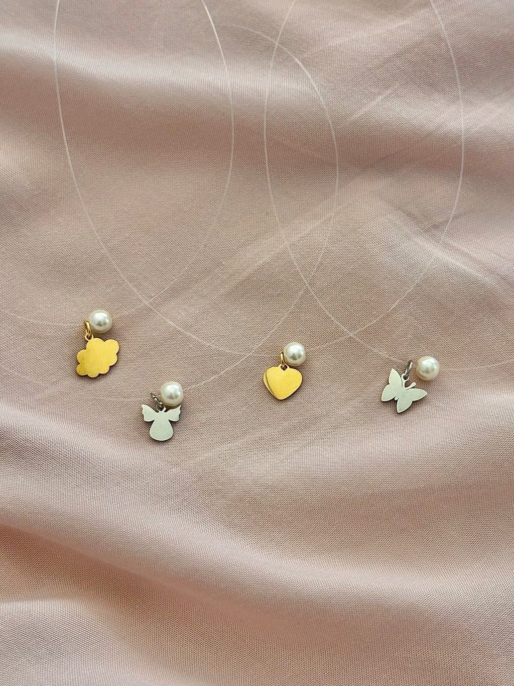 Nevidljiva ogrlica - Dvije za 25€ - Željeni motiv i biser - nehrđajući čelik