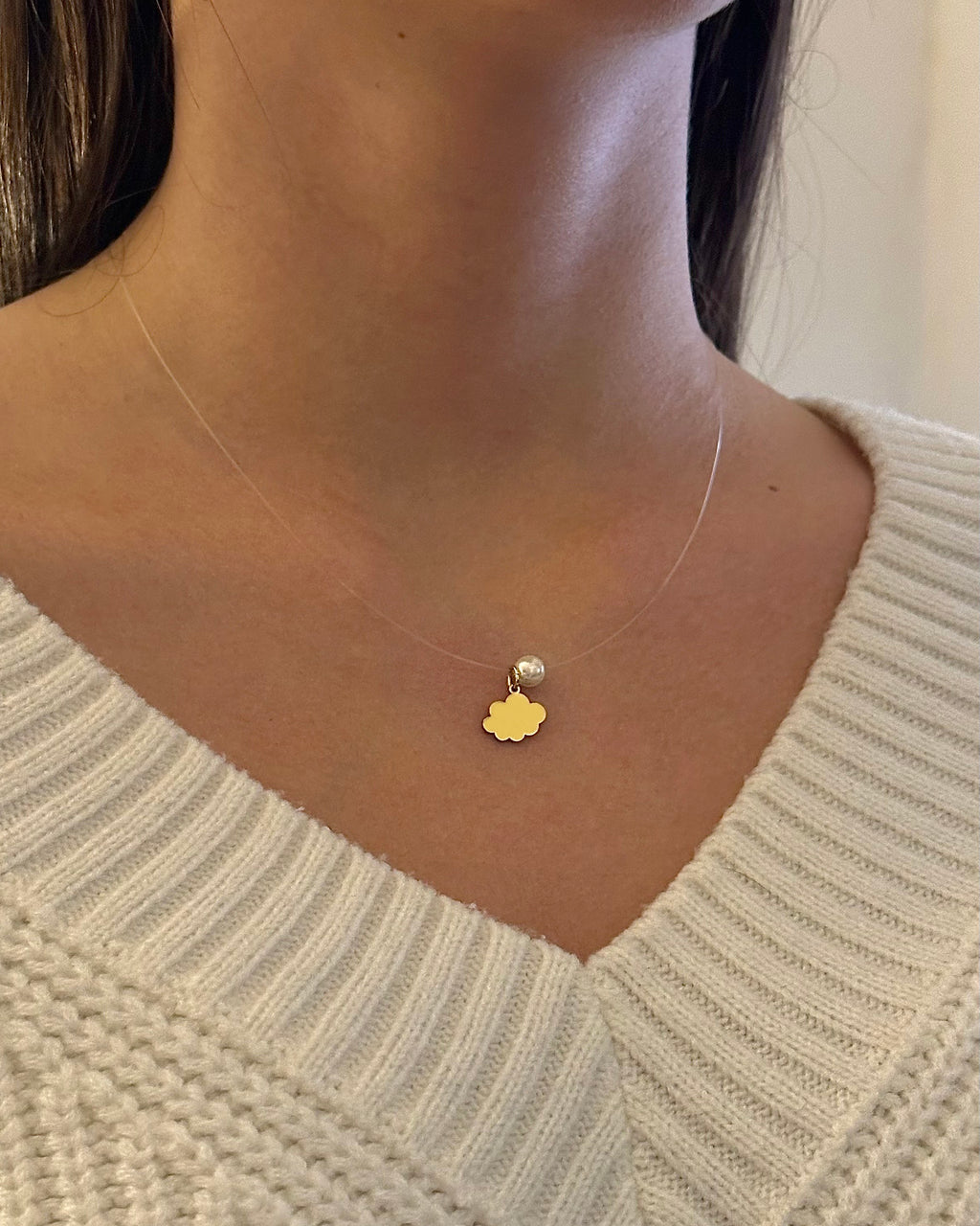 Nevidljiva ogrlica - Dvije za 25€ - Željeni motiv i biser - nehrđajući čelik