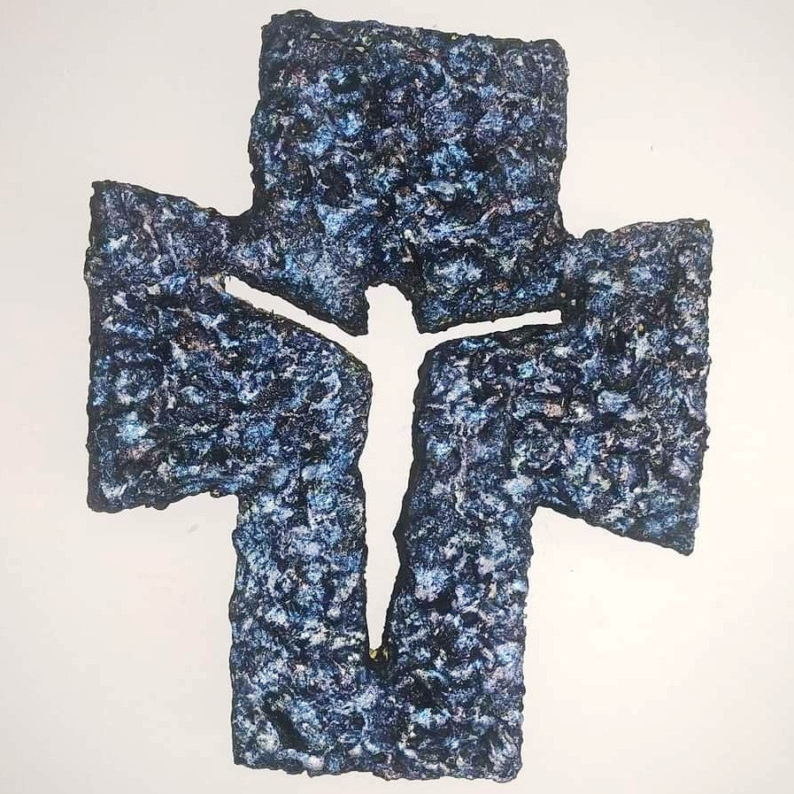 Križ plavi. Unikatni ručni rad.