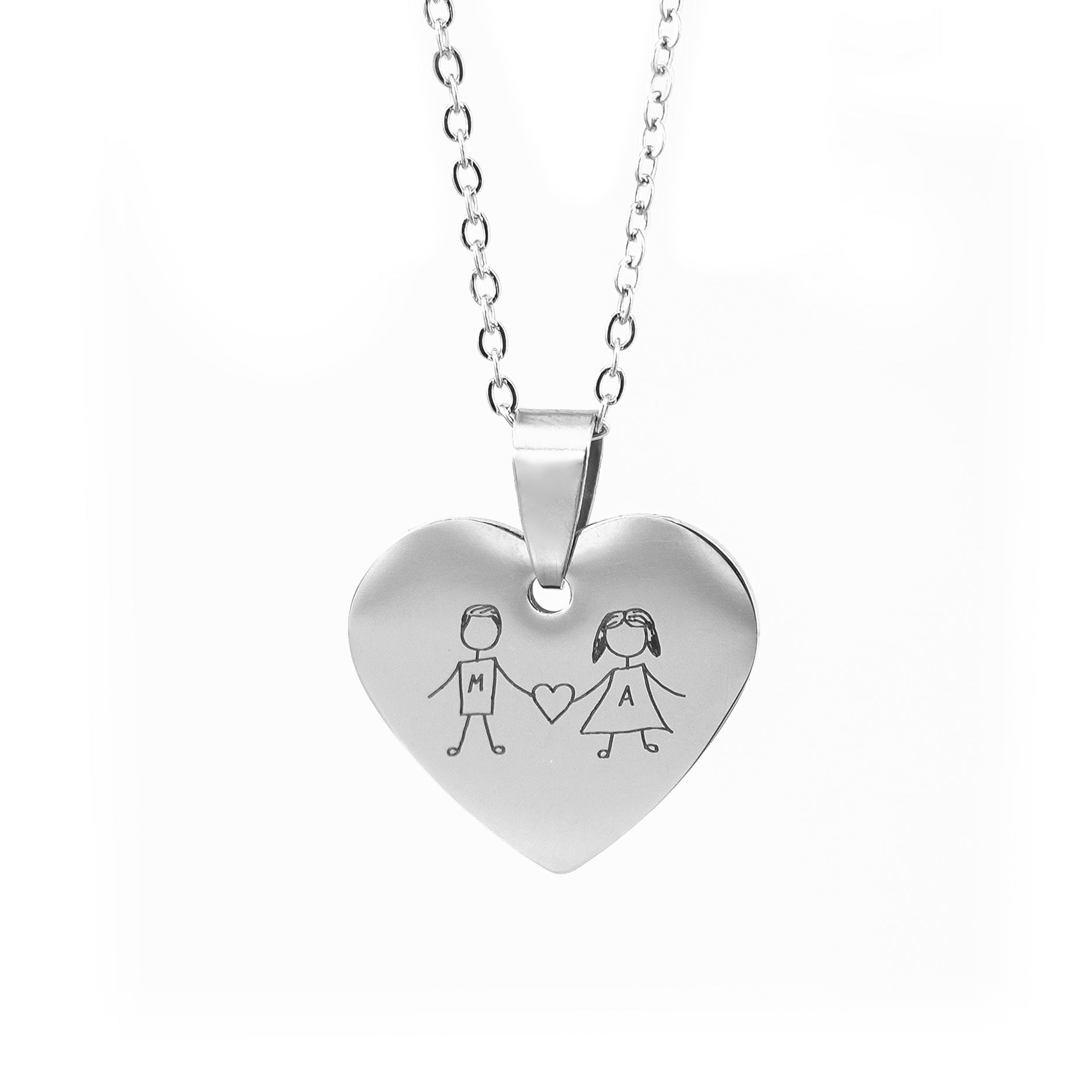 Čelična Ogrlica sa Gravurom Vašeg Crteža - srebrna/zlatna