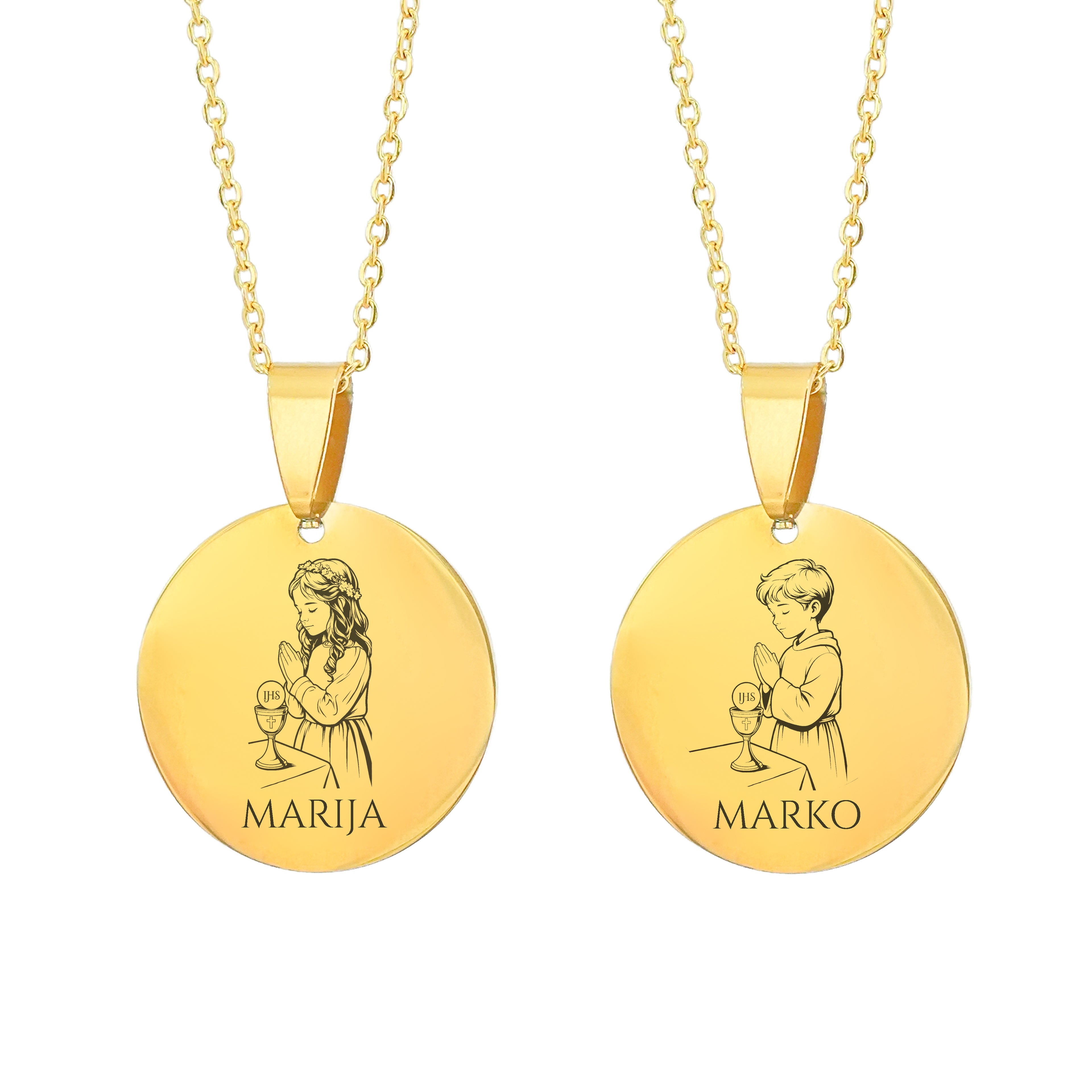 Ogrlica za Prvu pričest sa imenom - srebrna/zlatna