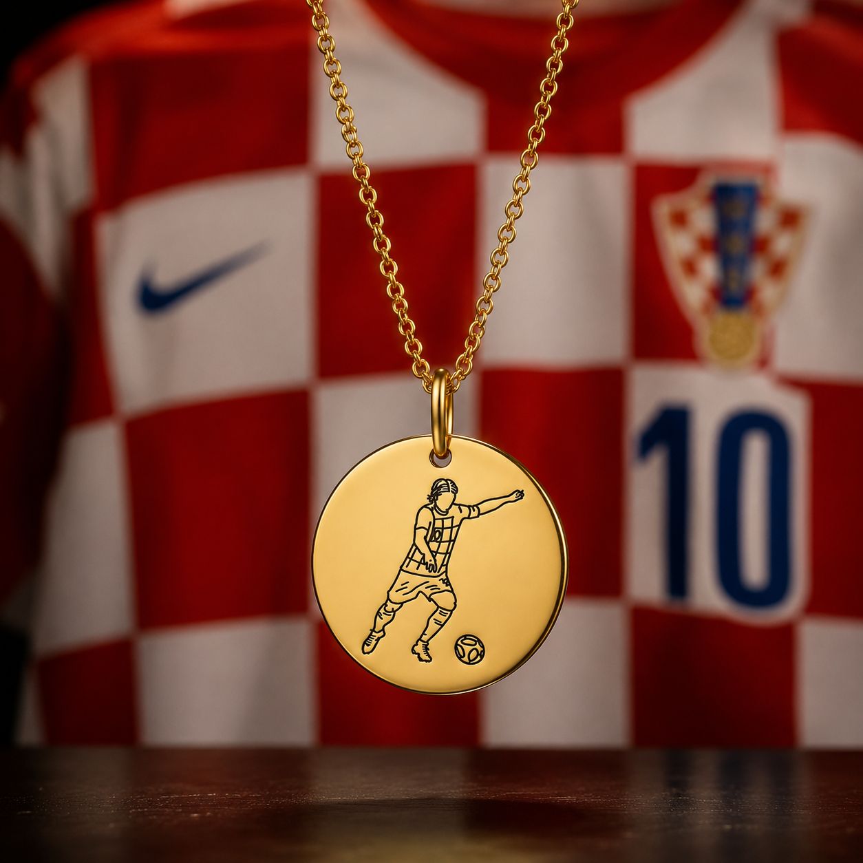 Ogrlica s gravurom Luke Modrića- srebrna/zlatna - nehrđajući čelik