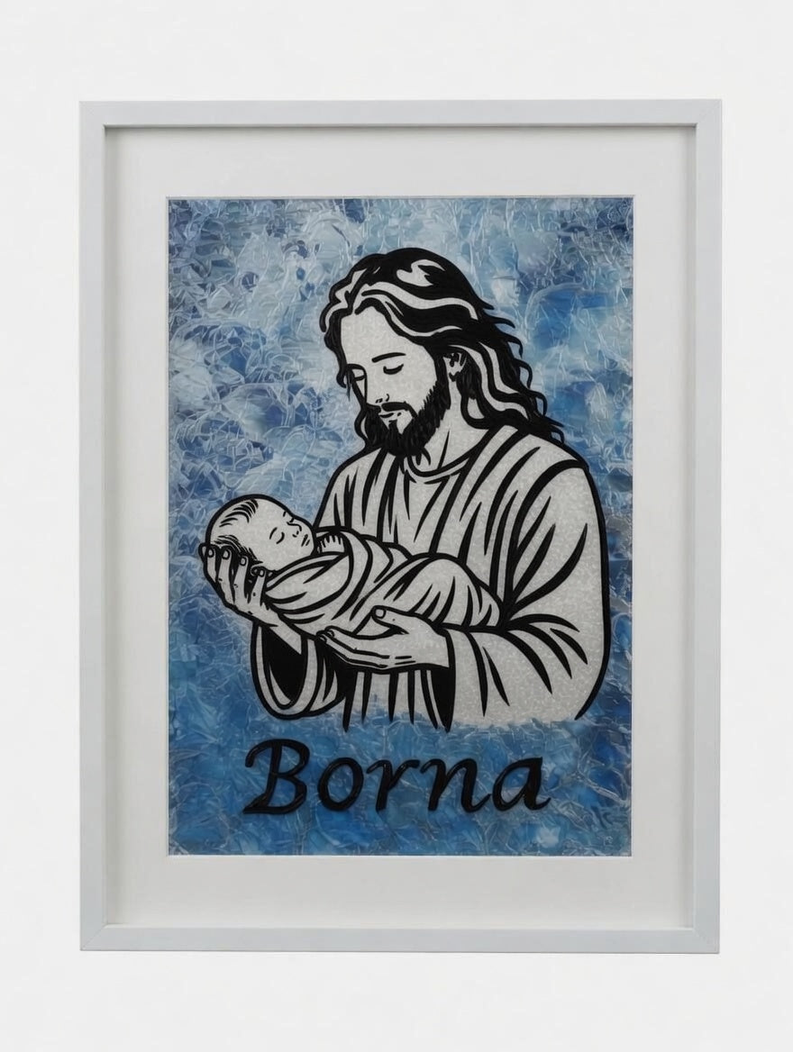 Slika za Krštenje sa imenom - Isus sa bebom - Ručni rad
