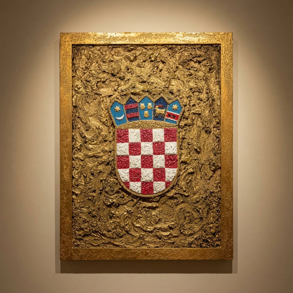 Hrvatski grb. Siva pozadina. Unikatni rad Nea