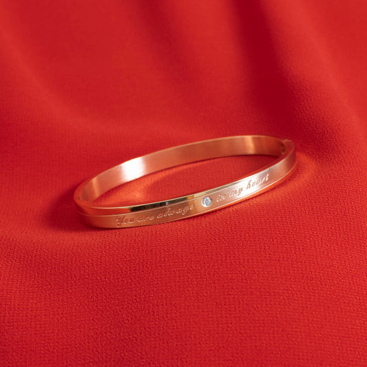Narukvica sa natpisom "You are always in my heart" - rose gold - nehrđajući čelik