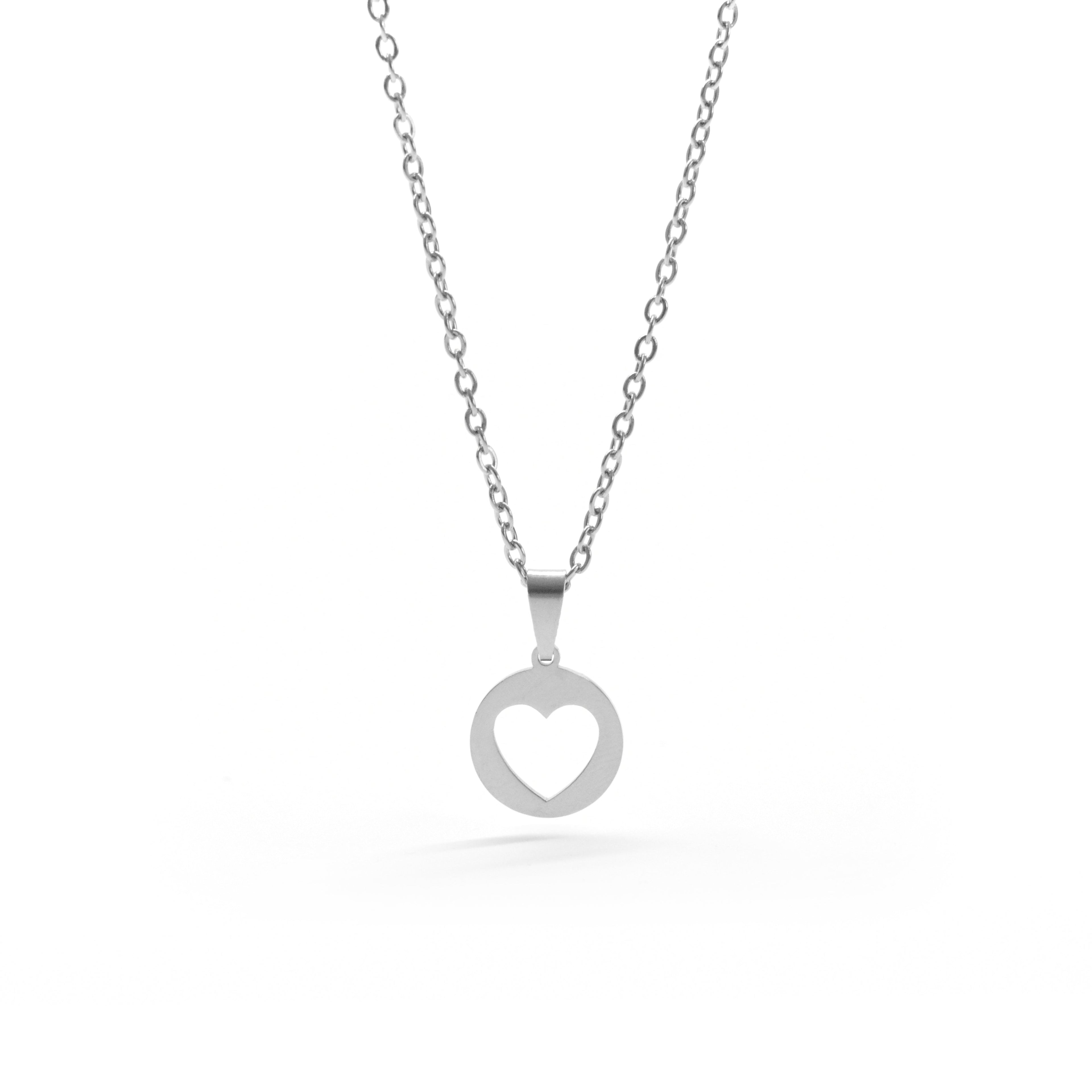 Ogrlica Srce u krugu - nehrđajući čelik