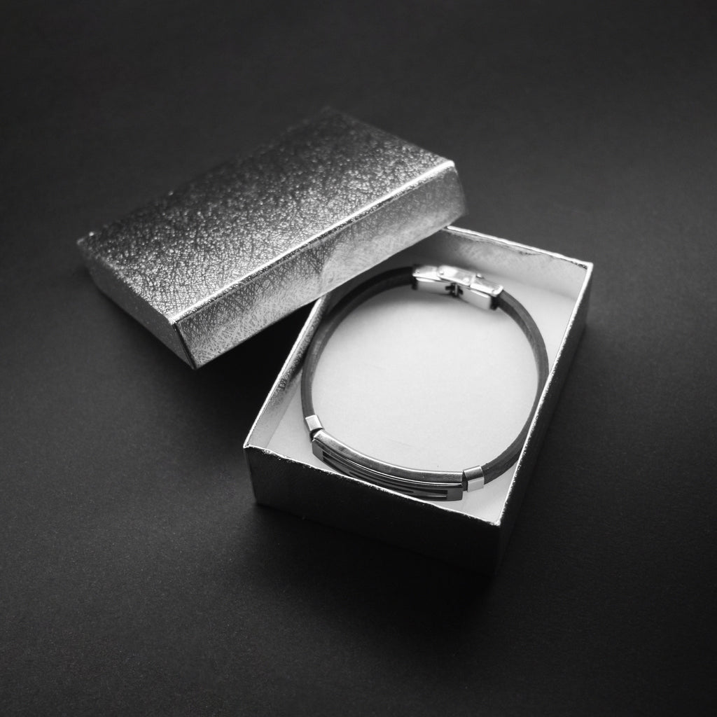 Muška narukvica dijamant - umjetna koža i nehrđajući čelik