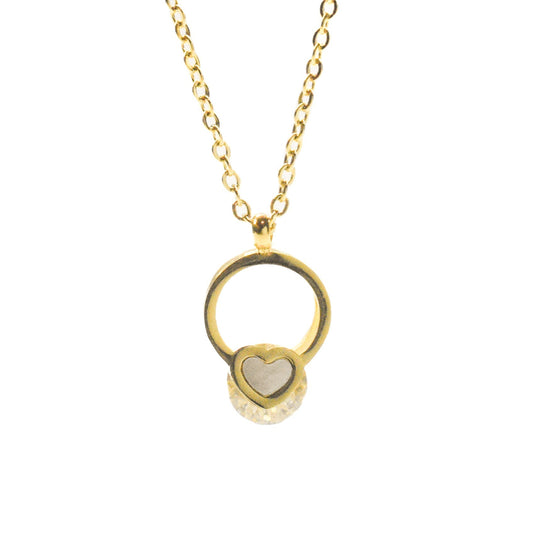 Ogrlica White heart - zlatna - nehrđajući čelik