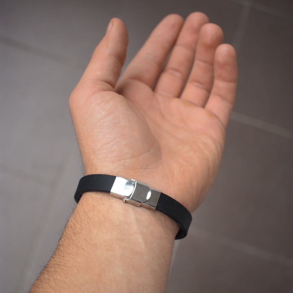 Muška narukvica Bright diamonds - guma i nehrđajući čelik